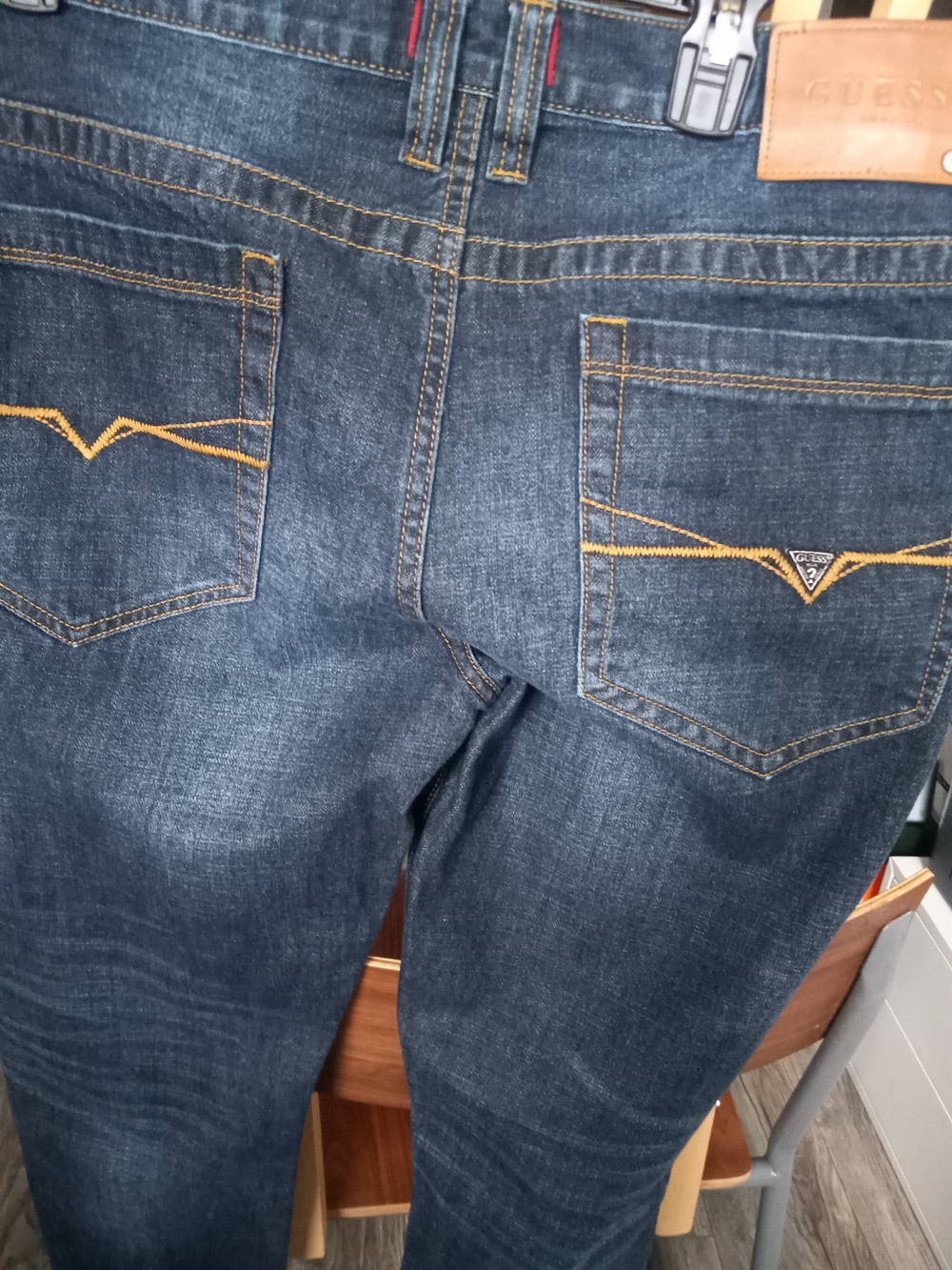 Guess Men’s Dark Blue Denim Jeans - Classic Back Pocket Stitch